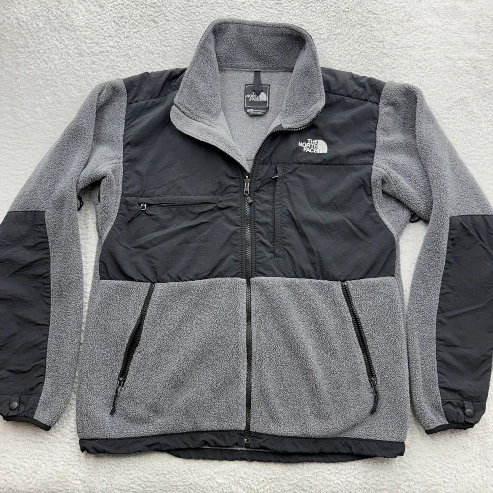 The North Face Denali Polartec Fleece Jacket Mens Medium Grey Black Colorblock